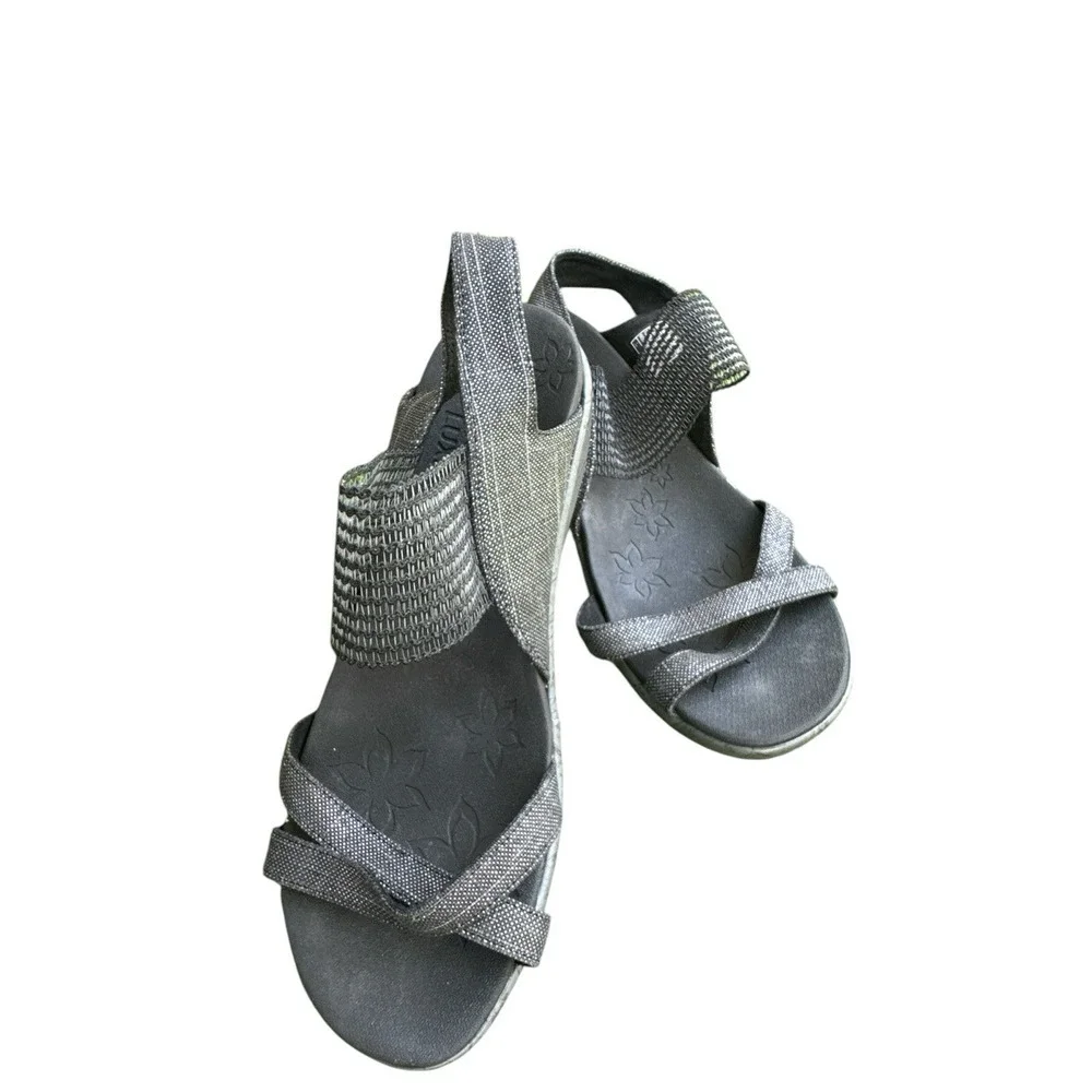 Skechers Beverlee High Tea Wedge‎ Sandals Womens Size 9 Wide Black Slip On Shoes